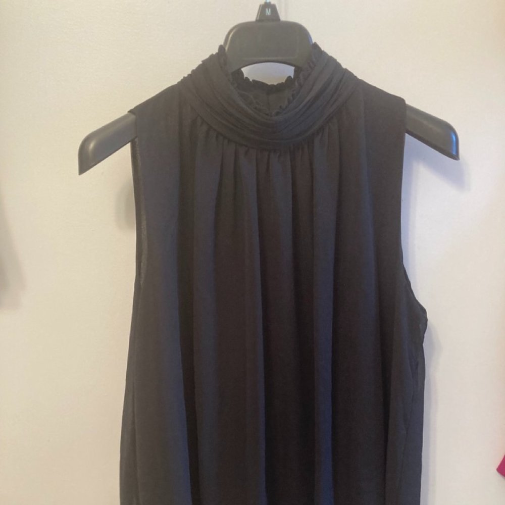 Vince Camuto Black Sleeveless High Neck Blouse